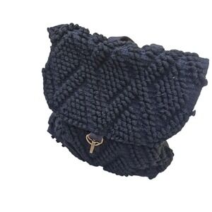 Panache Apparel Black Textured Chunky Knit Textile Backpack Med